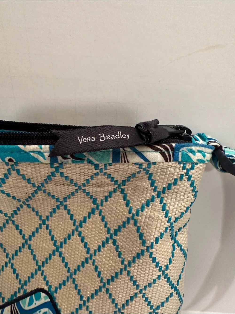 Vera Bradley Blue Teal Patterned Fish Crossbody Bag with Matching Wallet